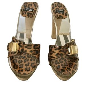 stuart weitzman leopard print slides size 9.5